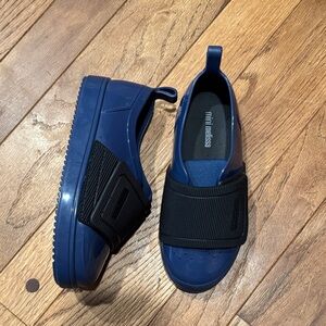 NWOT Mini Melissa Kids Navy Slip-On Sneakers Loafers